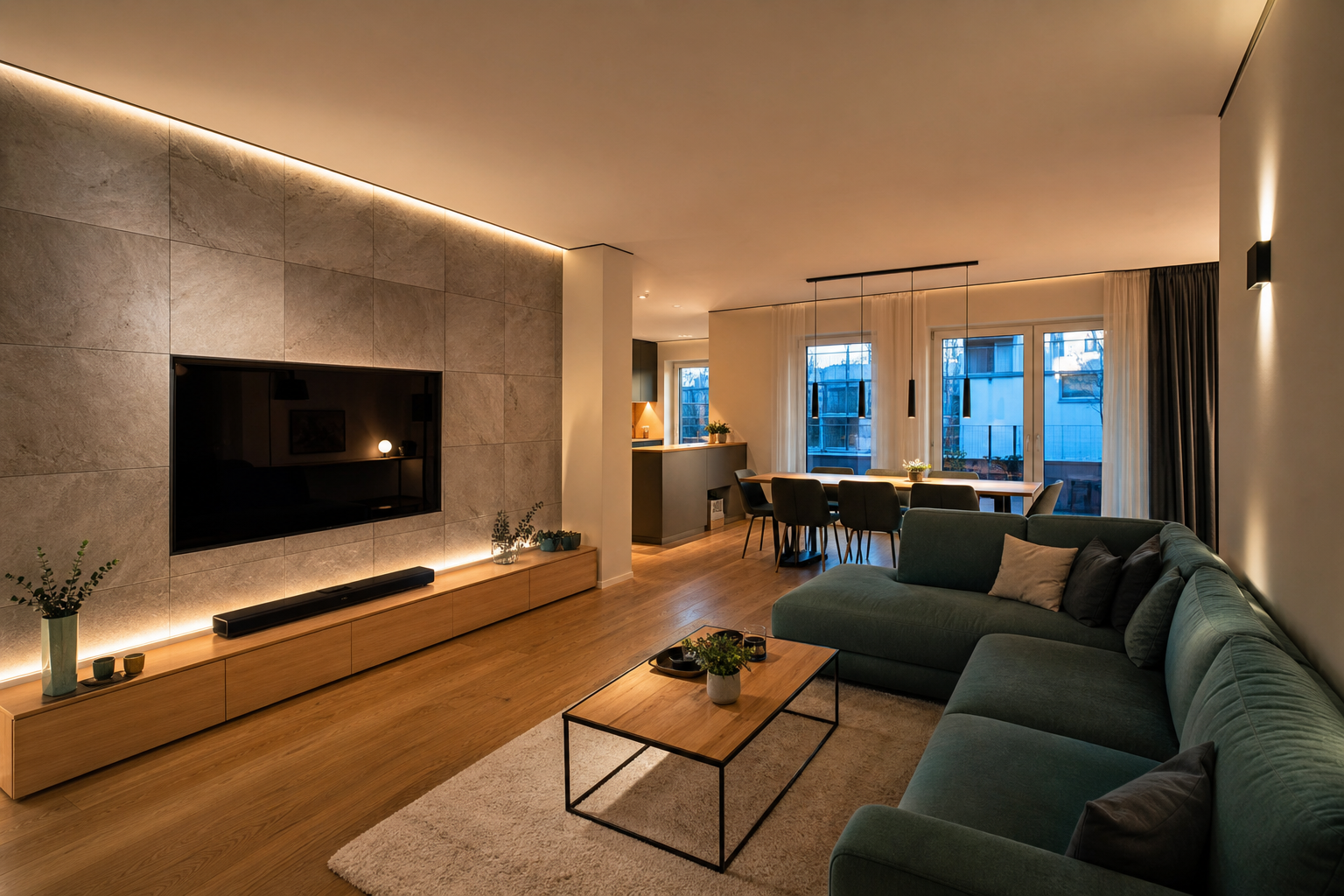 Fertig modernisierter Wohnraum mit Trockenbau und Fliesen
